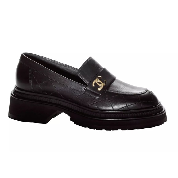 CHANEL moccasin platform quilted loafers shoes CC size 36.5 5.5 6 6.5 - Picture 1 of 16